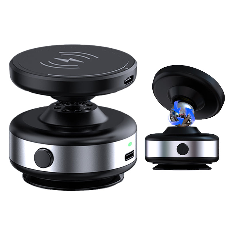 15W Electrical Vacuum Magnetic Wireless Car Charger Holder 2-in-1, 360° Rotating
