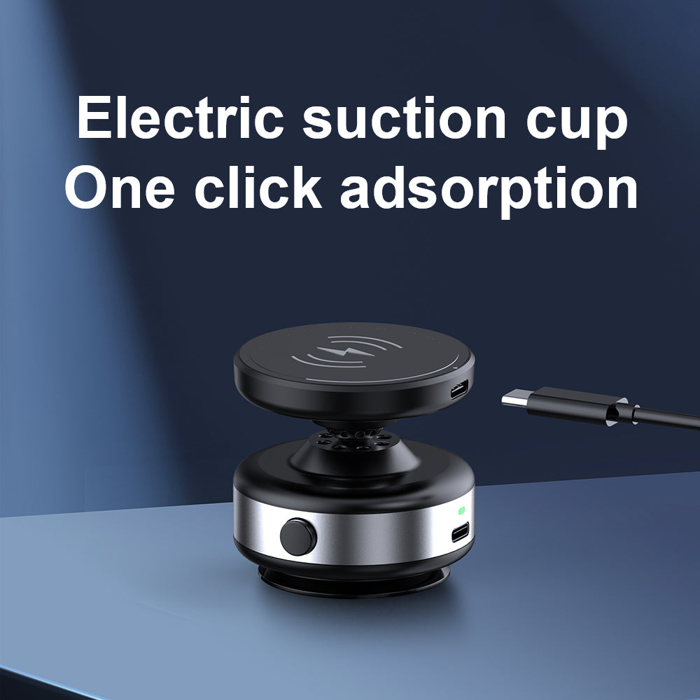 15W Electrical Vacuum Magnetic Wireless Car Charger Holder 2-in-1, 360° Rotating