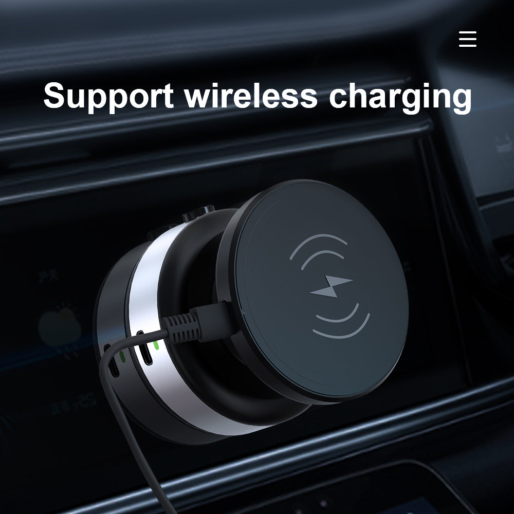 15W Electrical Vacuum Magnetic Wireless Car Charger Holder 2-in-1, 360° Rotating