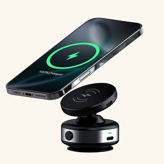 15W Electrical Vacuum Magnetic Wireless Car Charger Holder 2-in-1, 360° Rotating